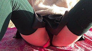 Playing in the park with a vibrator inside my pussy