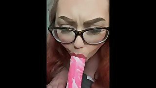 Slut deep throats dick