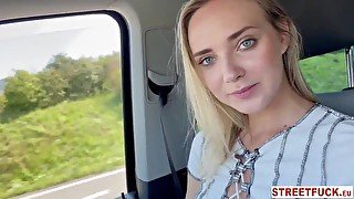 StreetFuck - Horny Hitchhiking Hottie Oxana Chic Cheats in Car Fuck Session