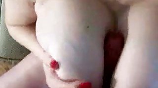 Chubby pallid chick played with her really big boobs causing my hard boner