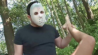 Claudia Rossi Plays Perverted Games With A Masked Man In The Woods