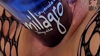 MILF Ducks Gaping Pussy w/ Tequila Bottle