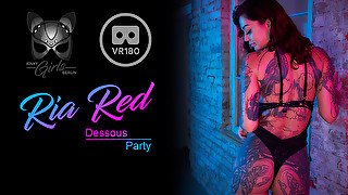 Ria Red - Dessous Party; Alt-girl Solo Striptease