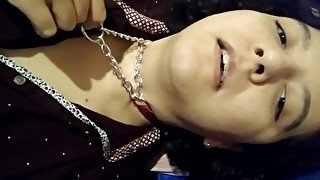 Trans Twink Plays with Choke Chain