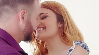 Redhead chick Adria Rae gets her hands on a delicious cock