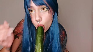 Fisting Myself In Anal With A Cucumber And Drinking My Piss With Self Humiliation