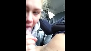 Sloppy backseat blowjob on lunch break