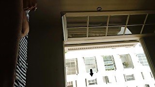 Curious neighbor watching me naked masturbating at open window