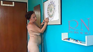 Indian Nudist Painting Indian Pattern - Mandala. Relax Music. Naked Art Workshop. Full