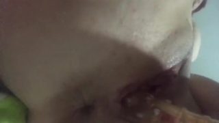 Massive Squirt hit the camera, Glass Dildo self fuck ;-)