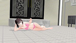 Toyota Nono Animation Girl Shakes Her Big Tits With Pink Bikini