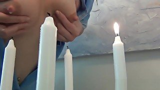 lactation amateur milf blowing candles with breastmilk