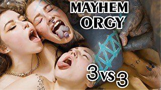 hardcore alternative ORGY - 3 on 3 anal fuck - ATM, gape, DP, facial -  Mina K, Eden Ivy, Anuskatzz