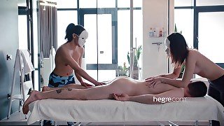 Hegre - Four Hands Masked Lingam Massage - handjob