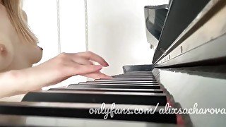 Playing the piano with my tits out so you could tell your GF that you’re just contemplating music