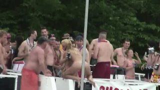 many Teens dancing nude at public party