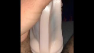 Teen plays with his new fleshlight