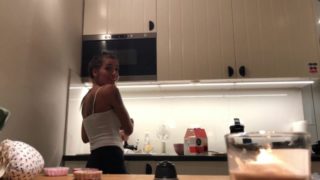 Perfect Pokies on the Kitchen Cam, Braless Sylvia and her Amazing Nipples