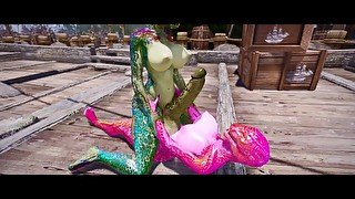 Futa X Futa Two Sexy Futanari Argonians And Their Huge Cocks