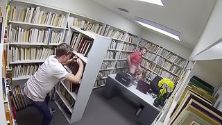 Aubrey Sinclair lets a fellow fuck her in a library