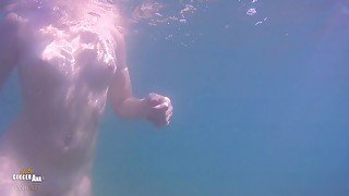 Just a little swim, naked, in the ocean