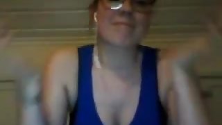 Slim norwegian with glasses teasing