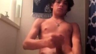 Twink guy cumshot on bathroom