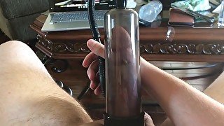 Playing with new dick pump