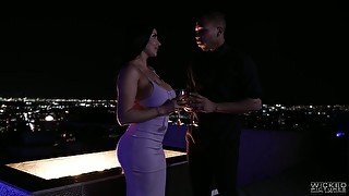 Awesome romantic fuck late at night on the roof with gorgeous Romi Rain