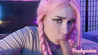 Close Up Languid Slobbery Throat Romantic Gentle Blowjob Cumshot In Mouth