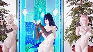 [MMD] TWICE-Feel Special Hot Striptease Hinata Sakura Ino Yamanaka Naruto Hentai