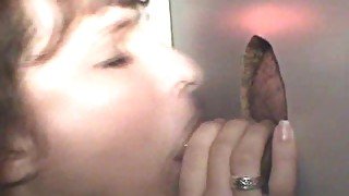 Horny Tits Wife Sucking and Swallowing Cocks In Glory Hole