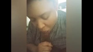 Lightskin Tinder BBW Giving Amazing Sloppy Toppy to BBC (BJ)