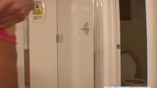 Teen neighbor masturbates under shower