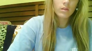 Blonde teen shows her big natural tit on porn webcams