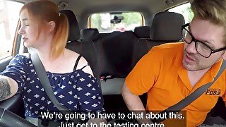 Fake Driving School Voluptuous redhead fucks in car