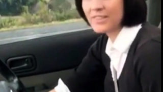 Beautiful hairy mature masturbation in the car