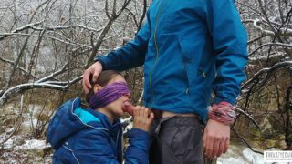 Public Blowjob And Cum Swallow Near The Mountain River