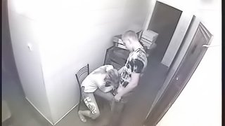 Doggyfuck and missionary pose takes place in the bakery and security cam is watching this