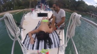 Kennedy James Topless Massage on Sailboat Bow Public