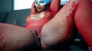 Masked ebony wants to make you horny with her huge butt