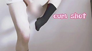 Naughty shemale are fap and cum on her socks.💕