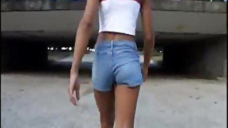 Public fucking with teen 18+ blonde TS