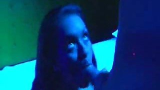 Black party slut sucks my thick white dick at the night club