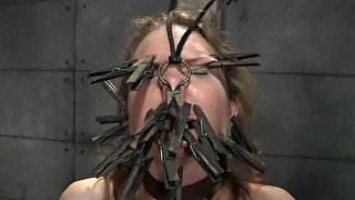 Perverted couple put clothespins on pretty much part of Rain DeGrey's face