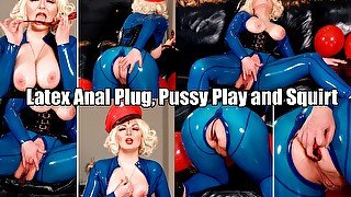 Latex anal pussy play and squirt