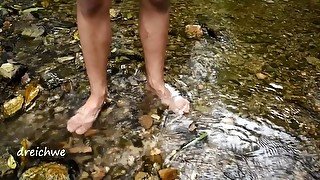 A foot bath in the river