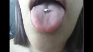 sexy latina pierced tongue long nails fingernails