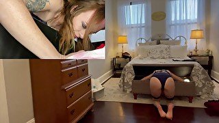 Step bro fills step sisters pussy with a dripping creampie she gets stuck and she smiles as he cuts