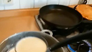 "Crepes with cream" - cuming on food